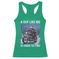 Funny Bigfoot Motorcycle Christmas Racerback Tank Top A Guy Like Me Is Hard To Forest Find - Wonder Print Shop