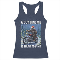 Funny Bigfoot Motorcycle Christmas Racerback Tank Top A Guy Like Me Is Hard To Forest Find - Wonder Print Shop