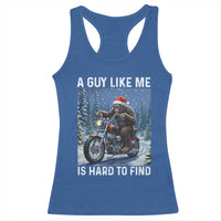 Funny Bigfoot Motorcycle Christmas Racerback Tank Top A Guy Like Me Is Hard To Forest Find - Wonder Print Shop