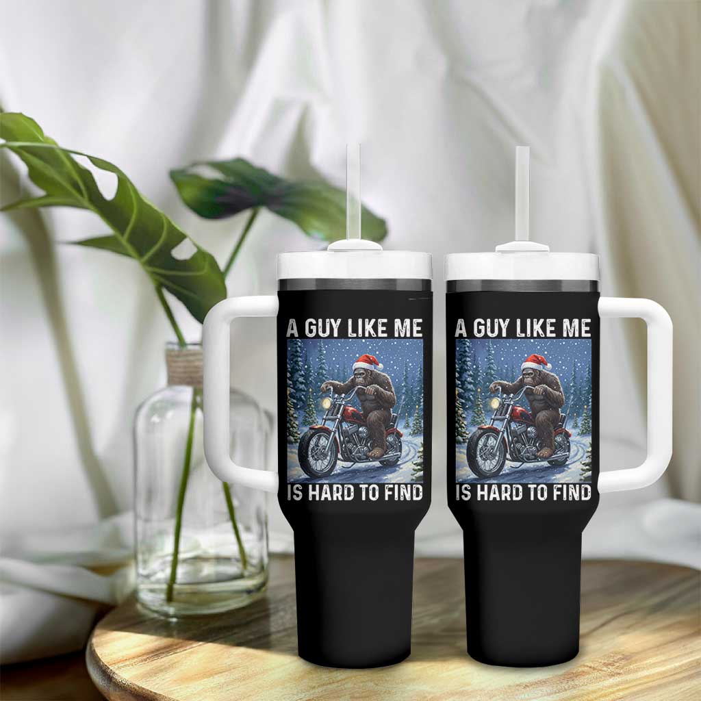 Funny Bigfoot Motorcycle Christmas Tumbler With Handle A Guy Like Me Is Hard To Forest Find - Wonder Print Shop