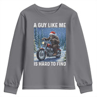 Funny Bigfoot Motorcycle Christmas Youth Sweatshirt A Guy Like Me Is Hard To Forest Find - Wonder Print Shop