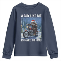 Funny Bigfoot Motorcycle Christmas Youth Sweatshirt A Guy Like Me Is Hard To Forest Find - Wonder Print Shop