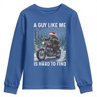 Funny Bigfoot Motorcycle Christmas Youth Sweatshirt A Guy Like Me Is Hard To Forest Find - Wonder Print Shop