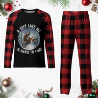 Funny Bigfoot Motorcycle Christmas Plaid Pajama Set Sasquatch Rock On Hand Xmas - Wonder Print Shop