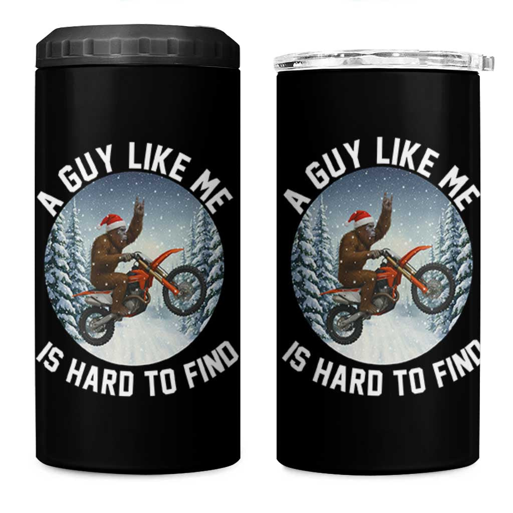 Funny Bigfoot Motorcycle Christmas 4 in 1 Can Cooler Tumbler Sasquatch Rock On Hand Xmas - Wonder Print Shop