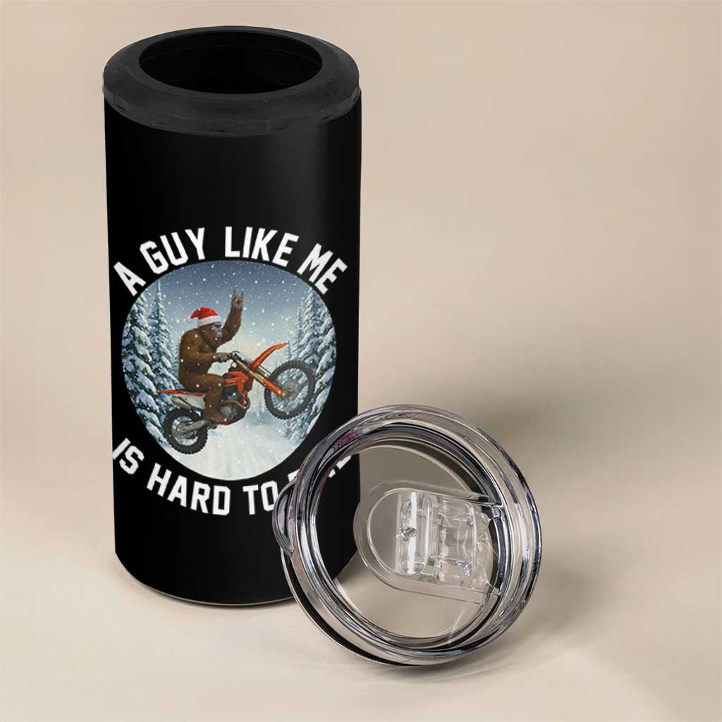 Funny Bigfoot Motorcycle Christmas 4 in 1 Can Cooler Tumbler Sasquatch Rock On Hand Xmas - Wonder Print Shop