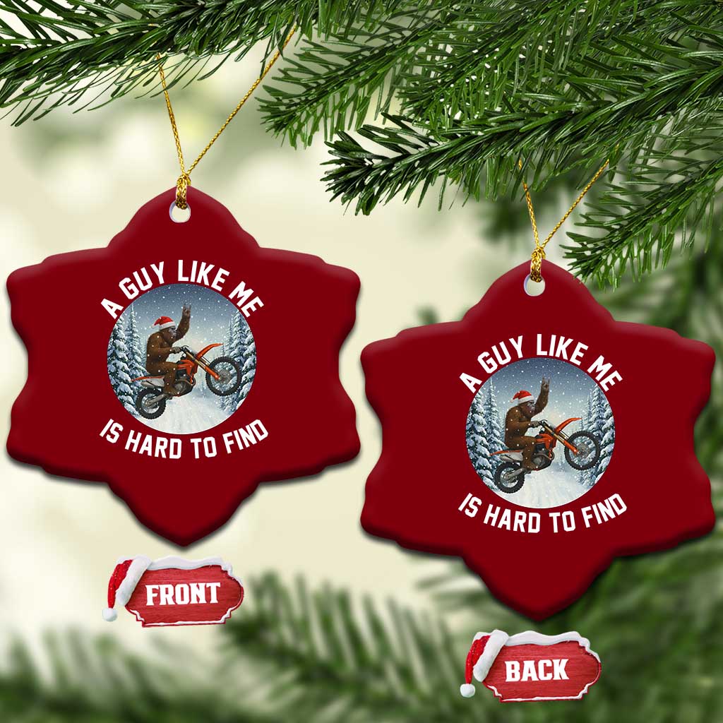 Funny Bigfoot Motorcycle Xmas Ceramic Ornament Sasquatch Rock On Hand Xmas - Wonder Print Shop