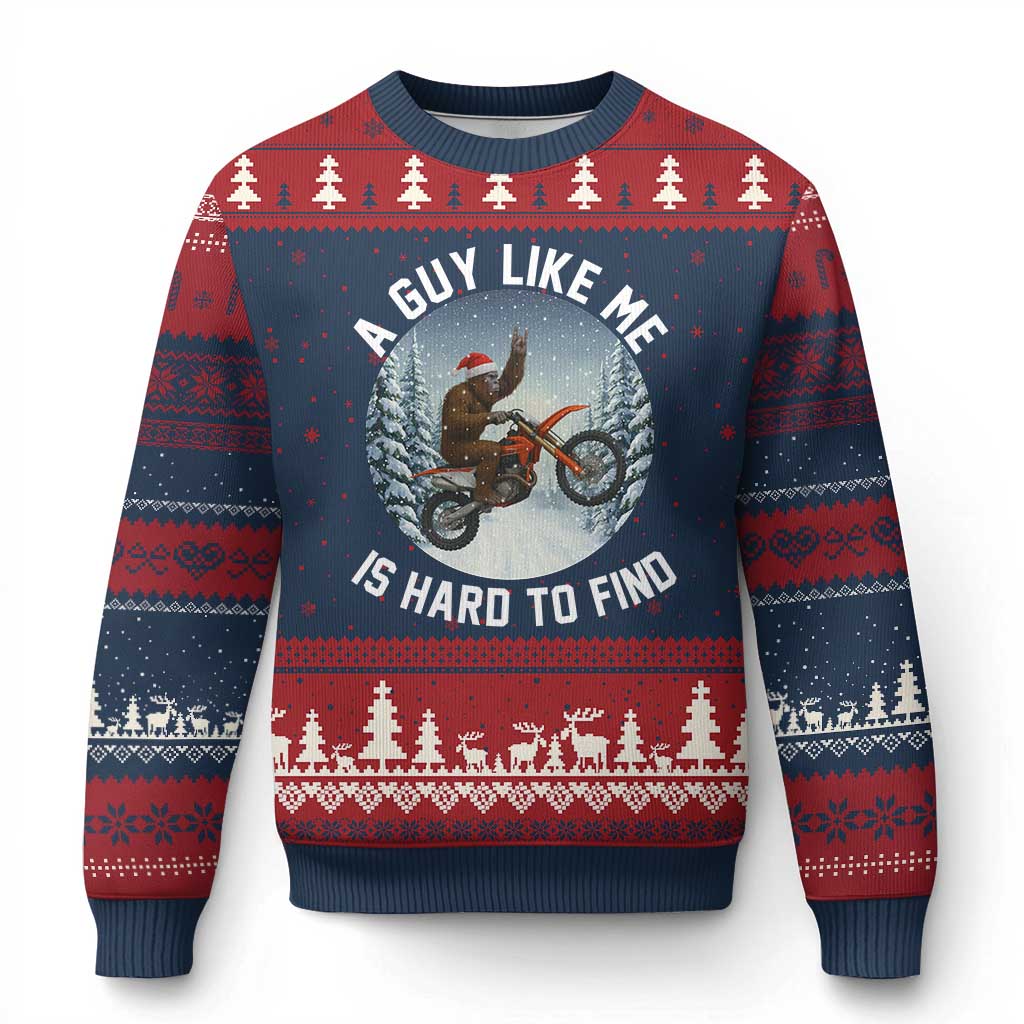 Funny Bigfoot Motorcycle Xmas Ugly Christmas Sweater Sasquatch Rock On Hand Xmas - Wonder Print Shop