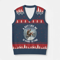 Funny Bigfoot Motorcycle Xmas V-Neck Knit Sweater Vest Sasquatch Rock On Hand Xmas - Wonder Print Shop