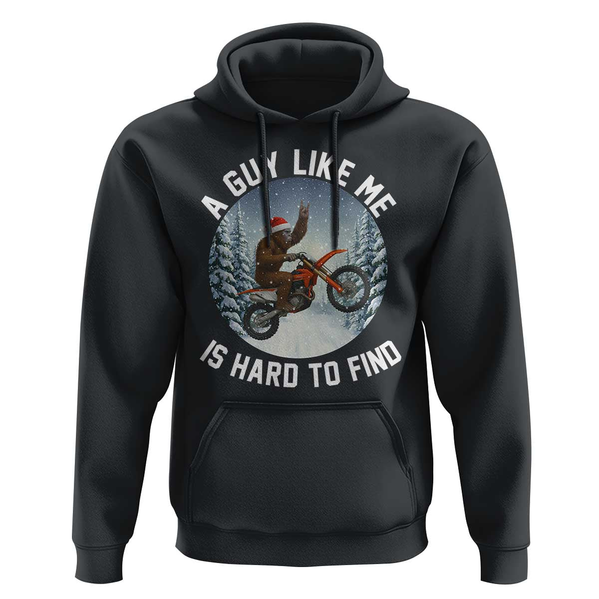 Funny Bigfoot Motorcycle Christmas Hoodie Sasquatch Rock On Hand Xmas - Wonder Print Shop