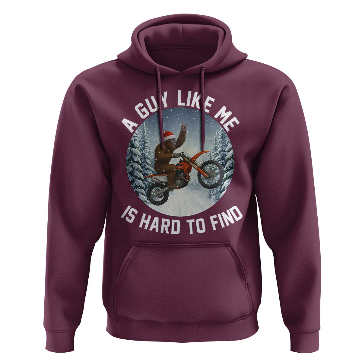 Funny Bigfoot Motorcycle Christmas Hoodie Sasquatch Rock On Hand Xmas - Wonder Print Shop
