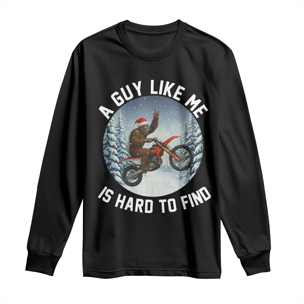 Funny Bigfoot Motorcycle Christmas Long Sleeve Shirt Sasquatch Rock On Hand Xmas - Wonder Print Shop
