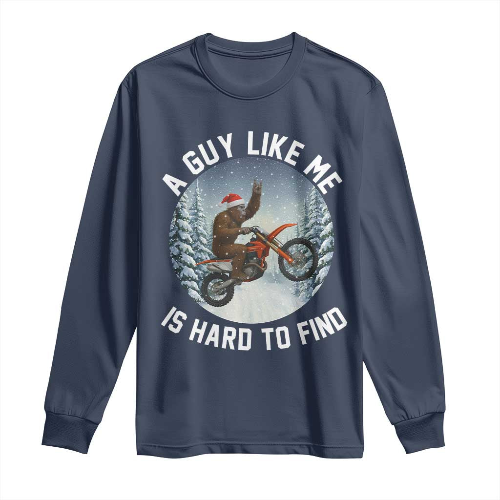Funny Bigfoot Motorcycle Christmas Long Sleeve Shirt Sasquatch Rock On Hand Xmas - Wonder Print Shop