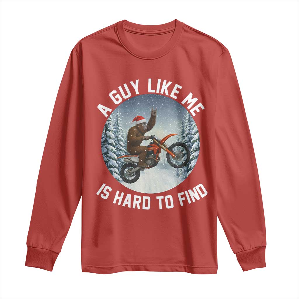 Funny Bigfoot Motorcycle Christmas Long Sleeve Shirt Sasquatch Rock On Hand Xmas - Wonder Print Shop