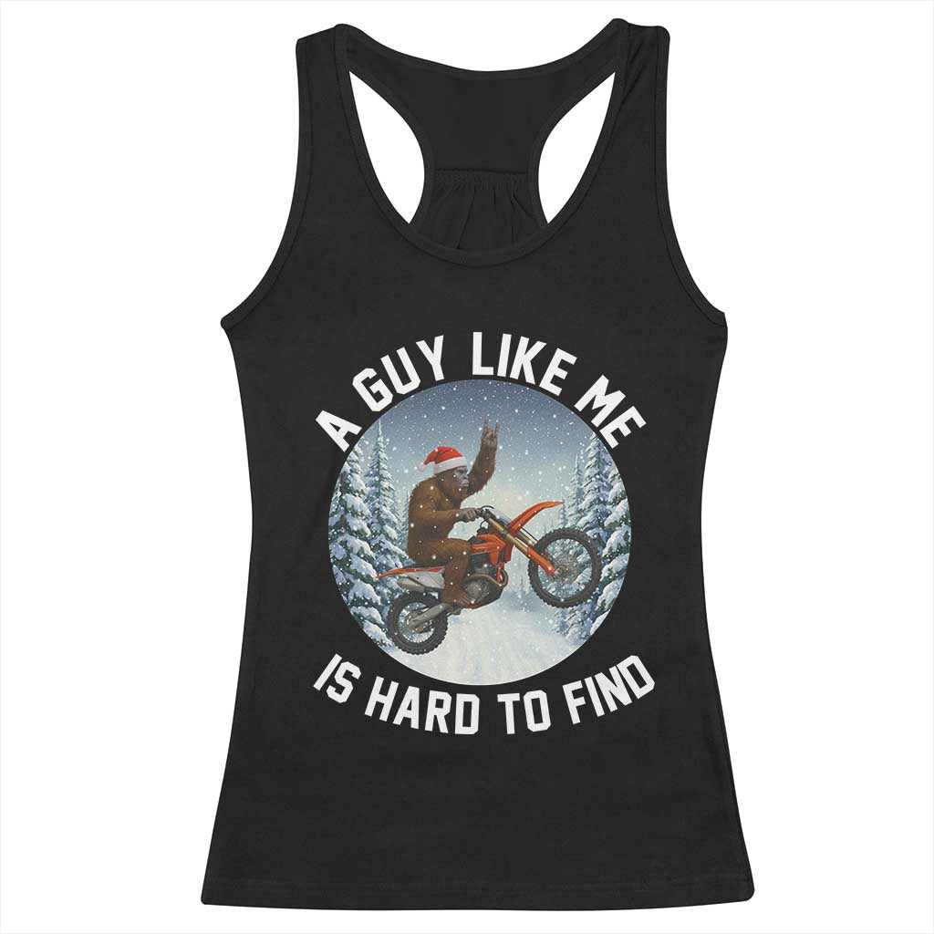 Funny Bigfoot Motorcycle Christmas Racerback Tank Top Sasquatch Rock On Hand Xmas - Wonder Print Shop
