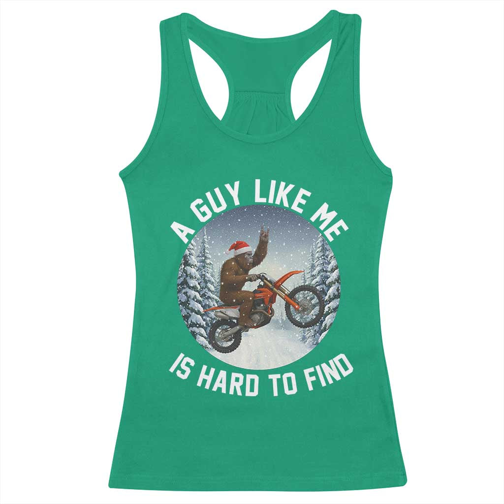 Funny Bigfoot Motorcycle Christmas Racerback Tank Top Sasquatch Rock On Hand Xmas - Wonder Print Shop