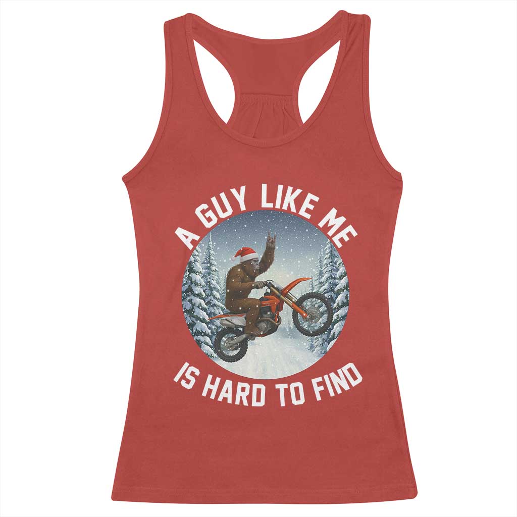 Funny Bigfoot Motorcycle Christmas Racerback Tank Top Sasquatch Rock On Hand Xmas - Wonder Print Shop