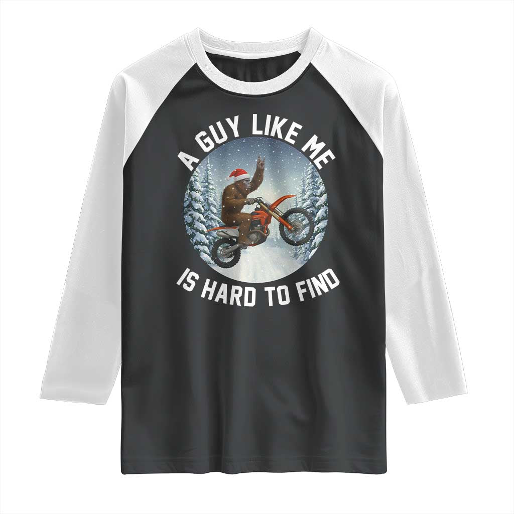 Funny Bigfoot Motorcycle Christmas Raglan Shirt Sasquatch Rock On Hand Xmas - Wonder Print Shop