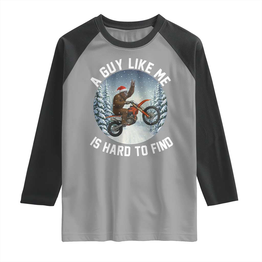 Funny Bigfoot Motorcycle Christmas Raglan Shirt Sasquatch Rock On Hand Xmas - Wonder Print Shop