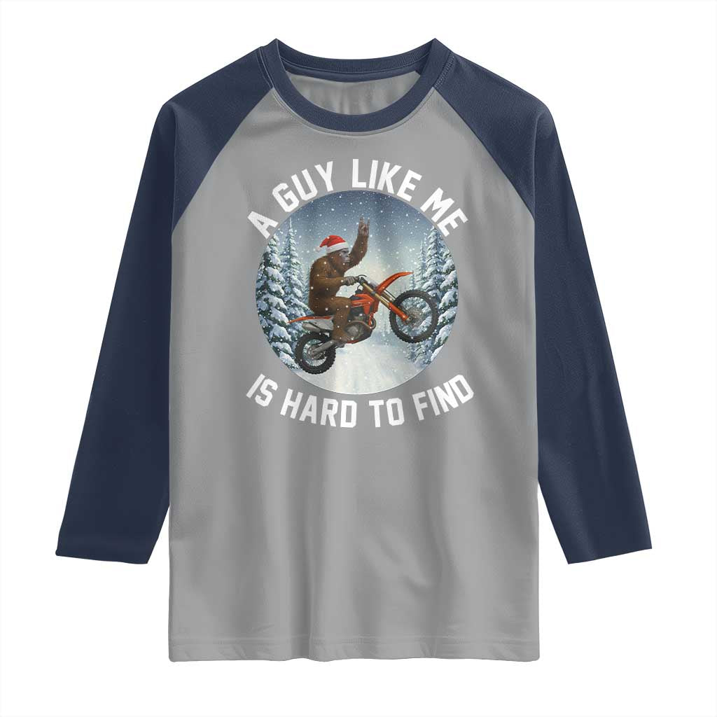 Funny Bigfoot Motorcycle Christmas Raglan Shirt Sasquatch Rock On Hand Xmas - Wonder Print Shop