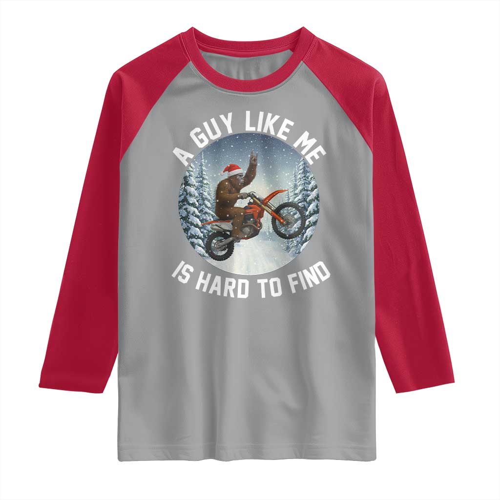Funny Bigfoot Motorcycle Christmas Raglan Shirt Sasquatch Rock On Hand Xmas - Wonder Print Shop