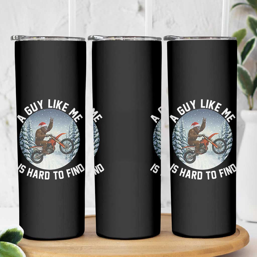 Funny Bigfoot Motorcycle Christmas Skinny Tumbler Sasquatch Rock On Hand Xmas - Wonder Print Shop
