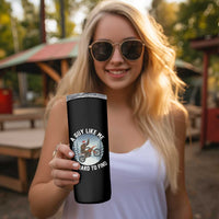 Funny Bigfoot Motorcycle Christmas Skinny Tumbler Sasquatch Rock On Hand Xmas - Wonder Print Shop