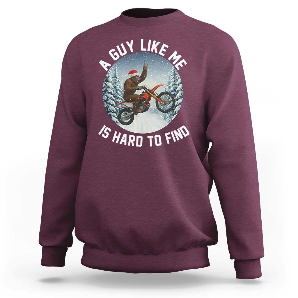 Funny Bigfoot Motorcycle Christmas Sweatshirt Sasquatch Rock On Hand Xmas - Wonder Print Shop
