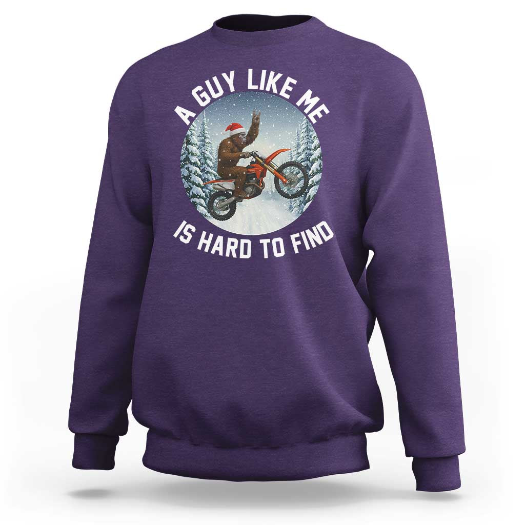 Funny Bigfoot Motorcycle Christmas Sweatshirt Sasquatch Rock On Hand Xmas - Wonder Print Shop