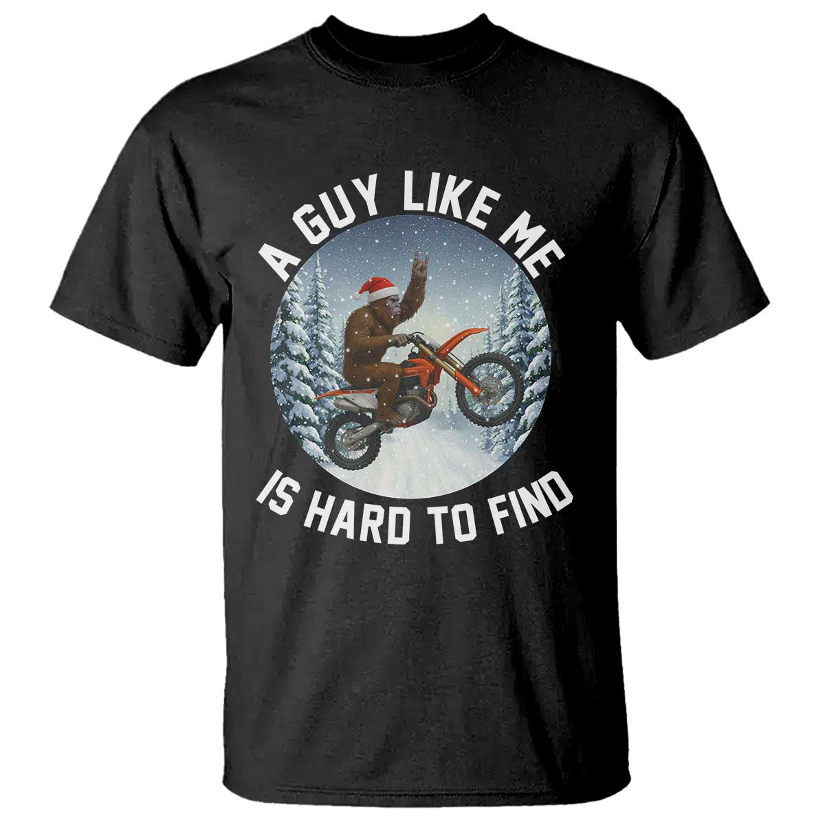 Funny Bigfoot Motorcycle Christmas T Shirt Sasquatch Rock On Hand Xmas - Wonder Print Shop