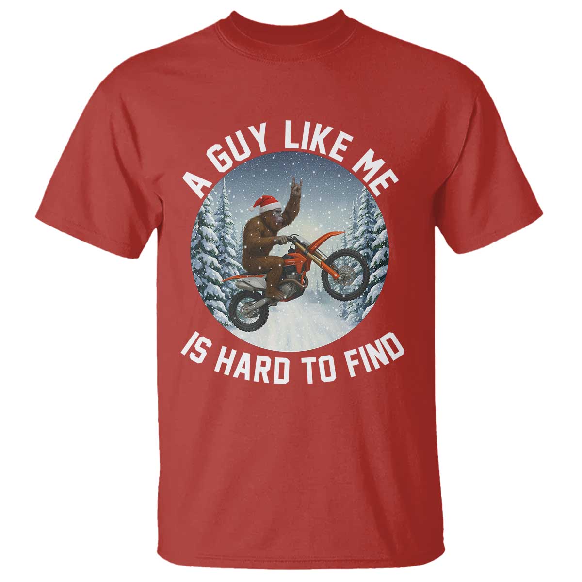 Funny Bigfoot Motorcycle Christmas T Shirt Sasquatch Rock On Hand Xmas - Wonder Print Shop