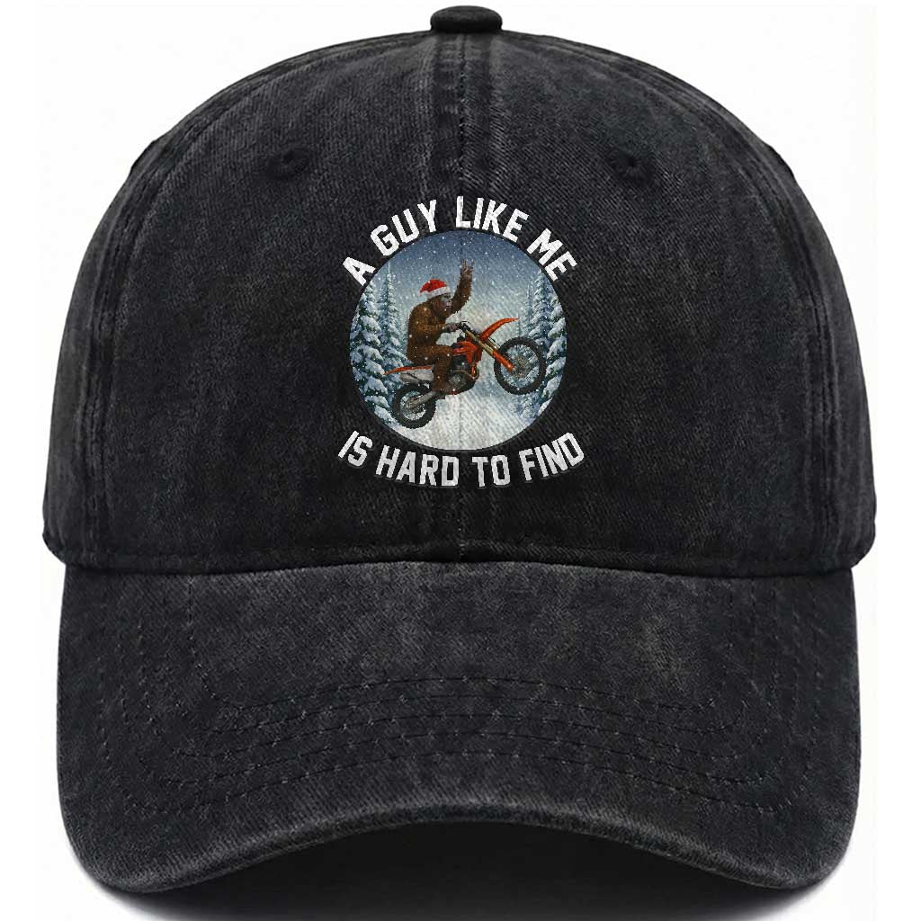 Funny Bigfoot Motorcycle Christmas Washed Cotton Baseball Cap Sasquatch Rock On Hand Xmas