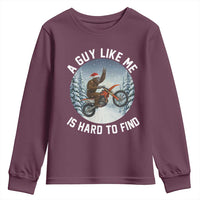 Funny Bigfoot Motorcycle Christmas Youth Sweatshirt Sasquatch Rock On Hand Xmas - Wonder Print Shop