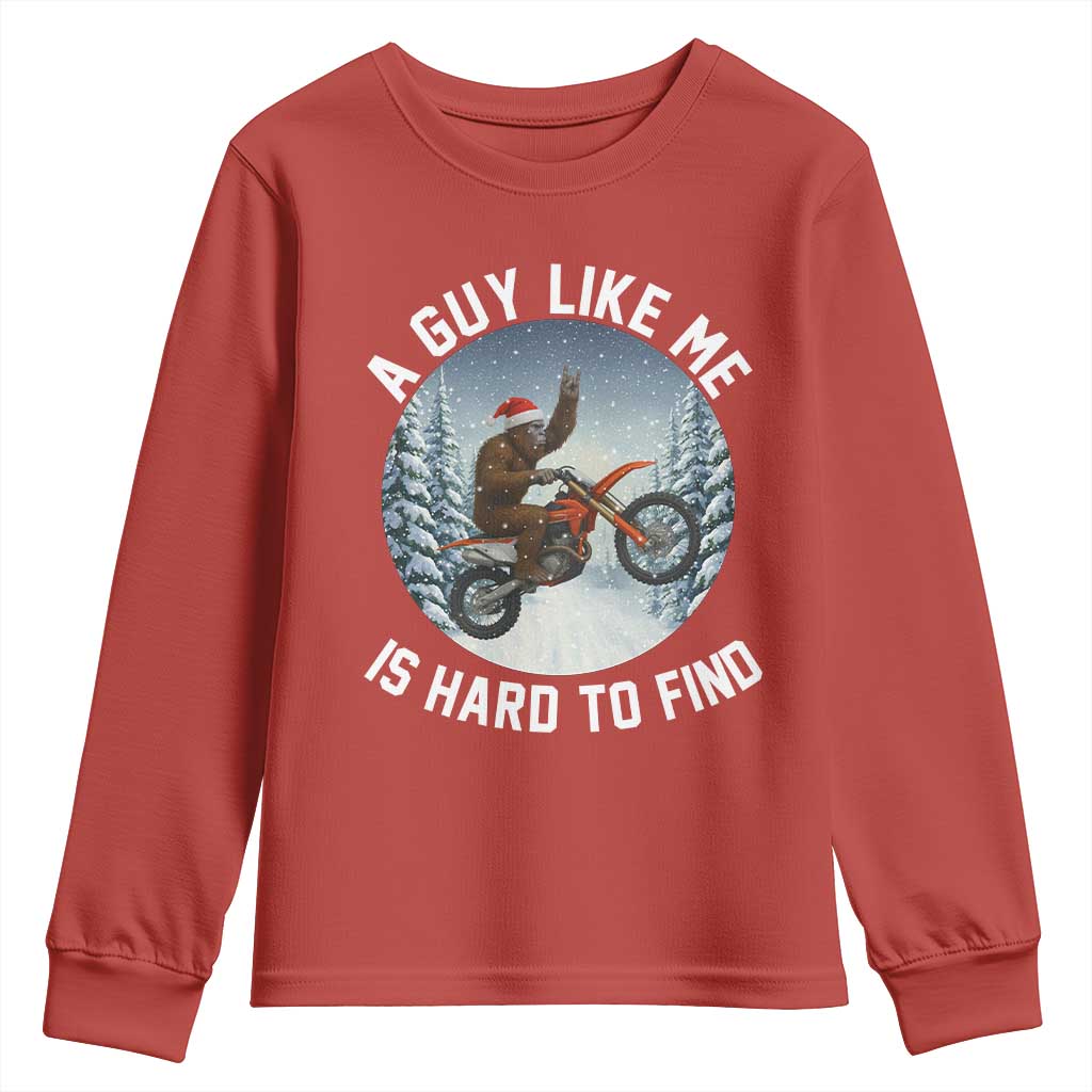 Funny Bigfoot Motorcycle Christmas Youth Sweatshirt Sasquatch Rock On Hand Xmas - Wonder Print Shop