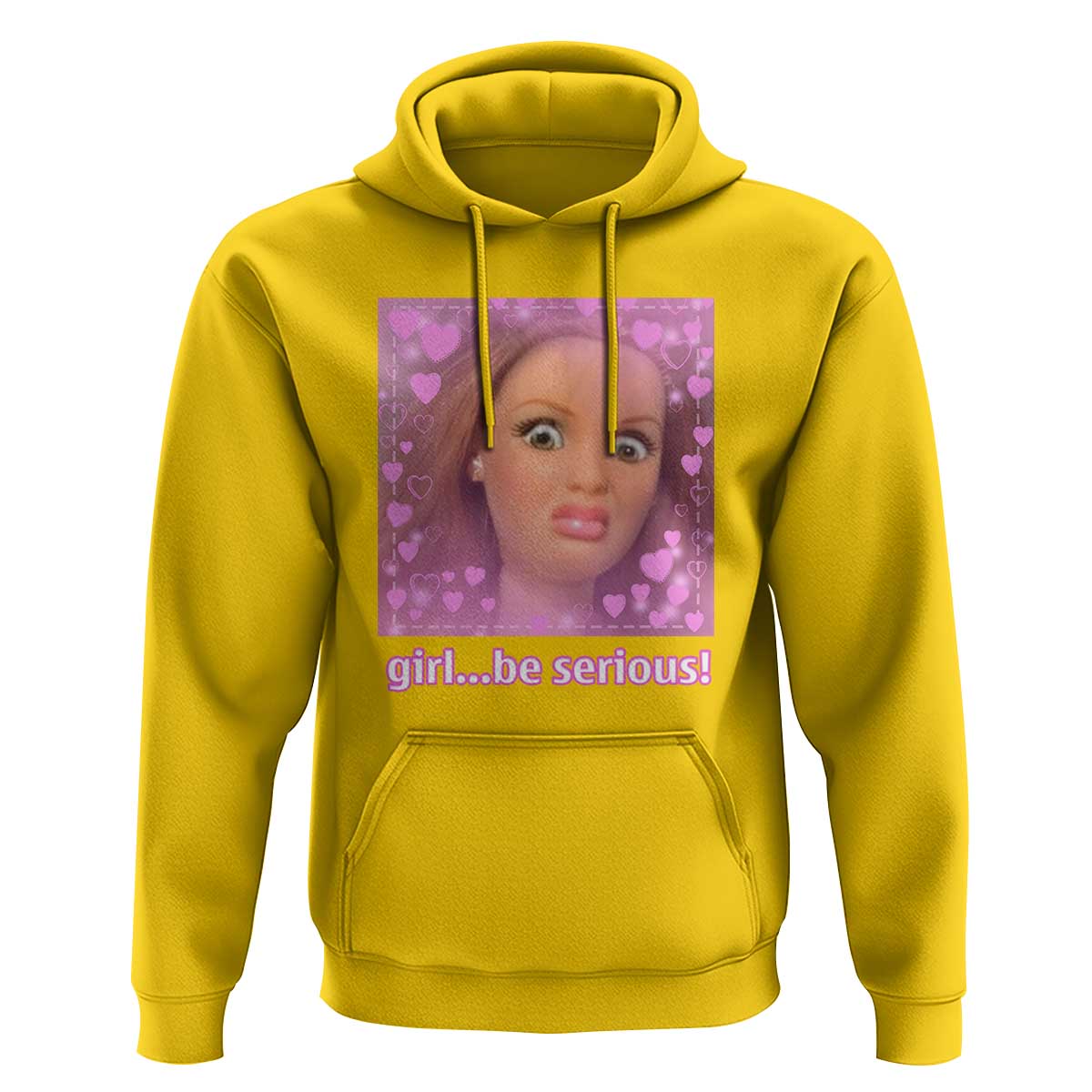 Funny Doll Face Meme Hoodie Girl Be Serious - Wonder Print Shop