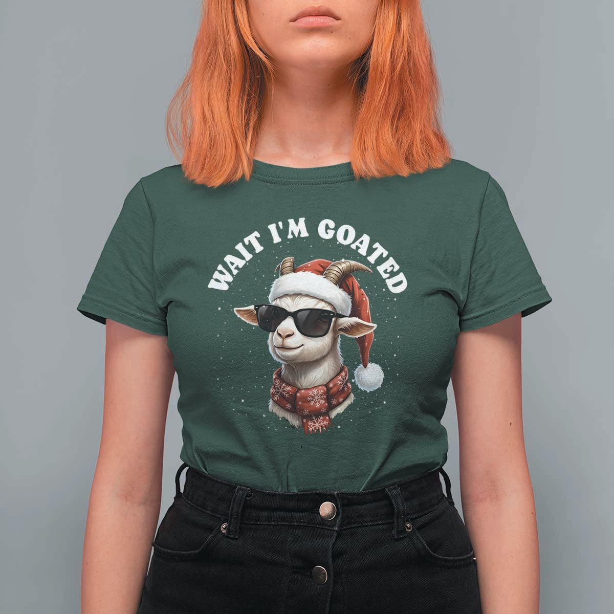 Funny Reindeer Christmas T Shirt For Women Wait I Am Goated - Wonder Print Shop