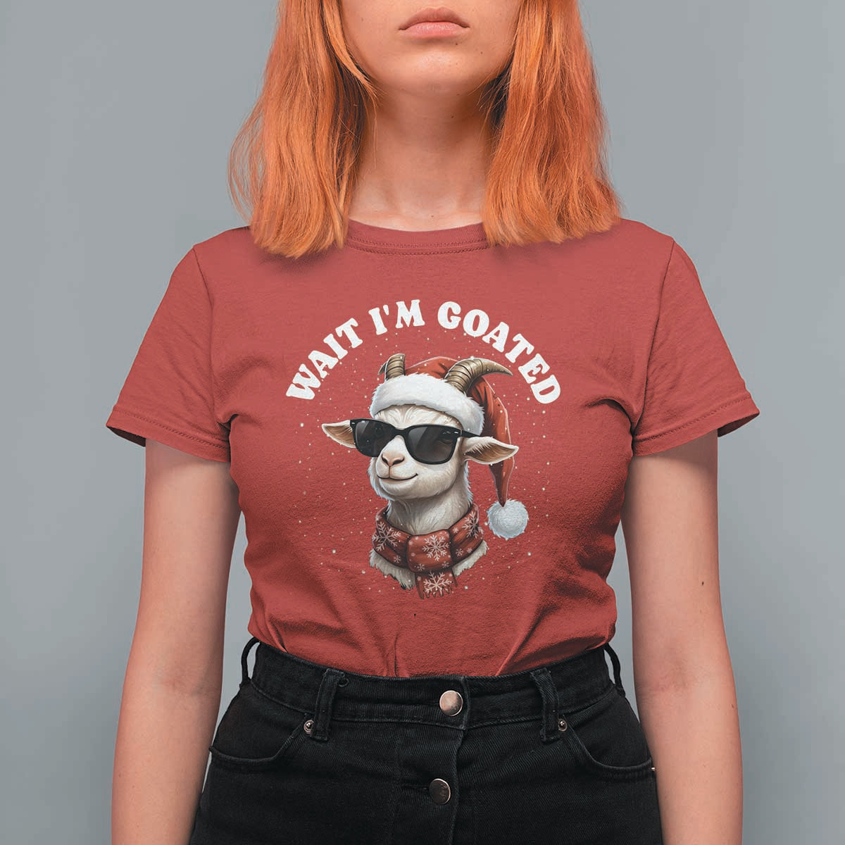 Funny Reindeer Christmas T Shirt For Women Wait I Am Goated - Wonder Print Shop