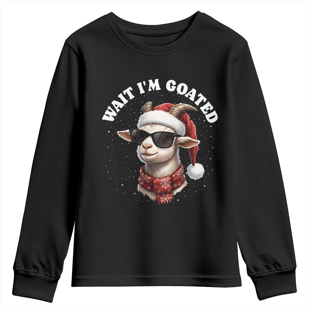 Funny Reindeer Christmas Youth Sweatshirt Wait I Am Goated - Wonder Print Shop