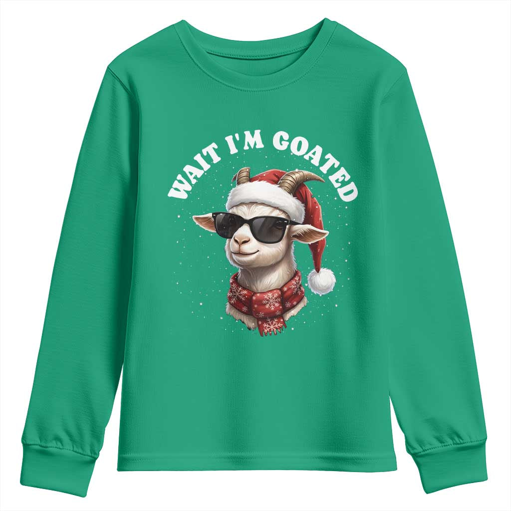 Funny Reindeer Christmas Youth Sweatshirt Wait I Am Goated - Wonder Print Shop