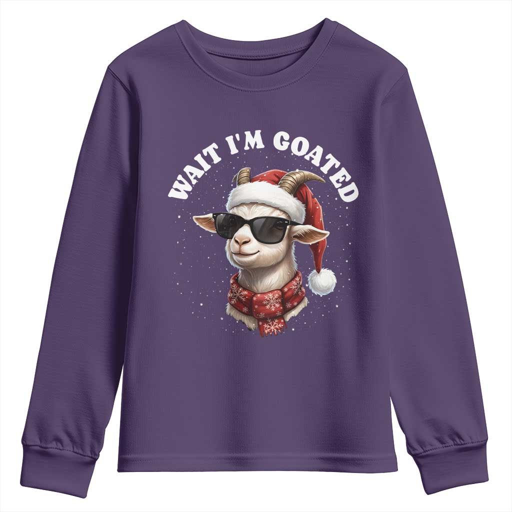 Funny Reindeer Christmas Youth Sweatshirt Wait I Am Goated - Wonder Print Shop