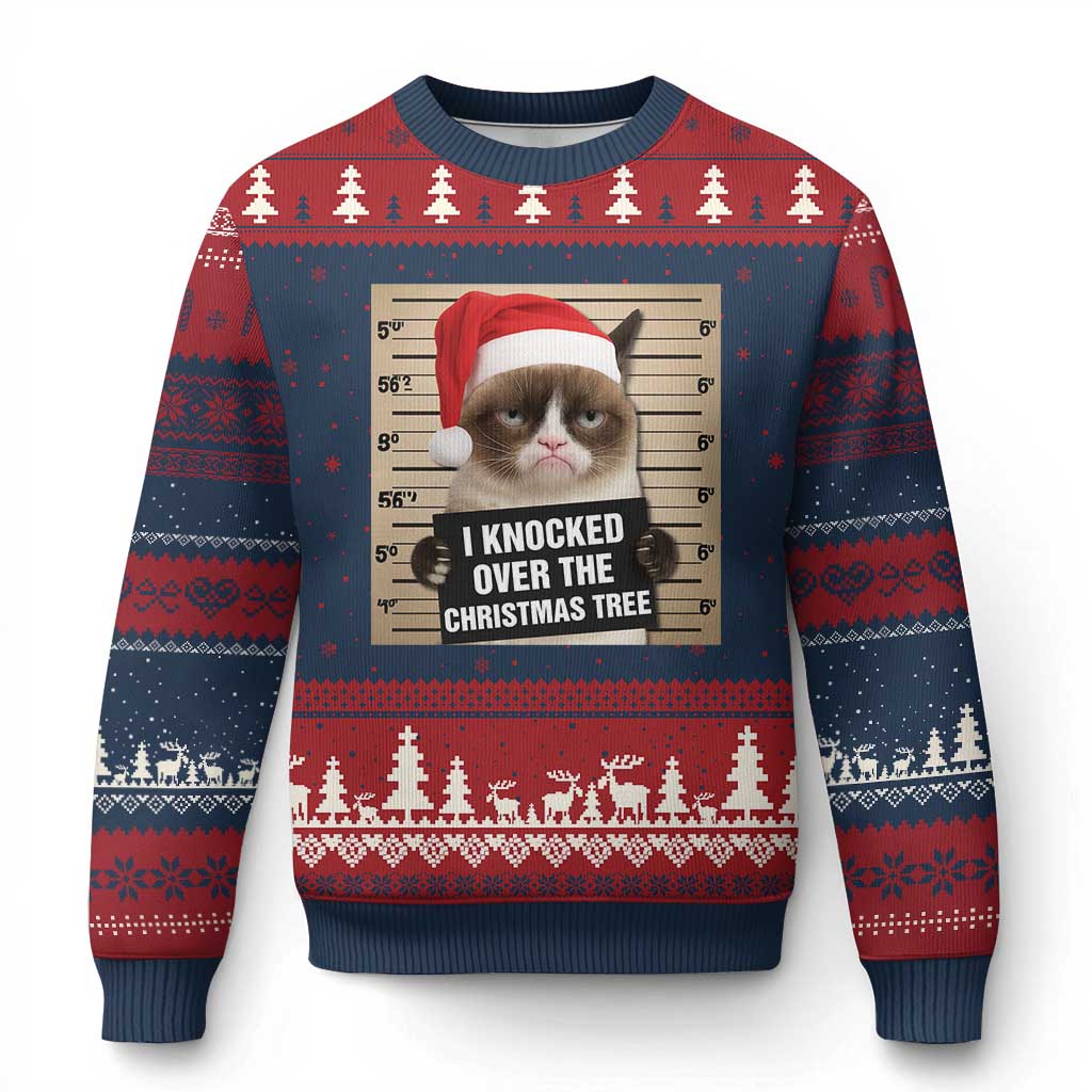 Funny Cat Mugshot Xmas Ugly Christmas Sweater I Will Protect You Kitten No Matter What - Wonder Print Shop