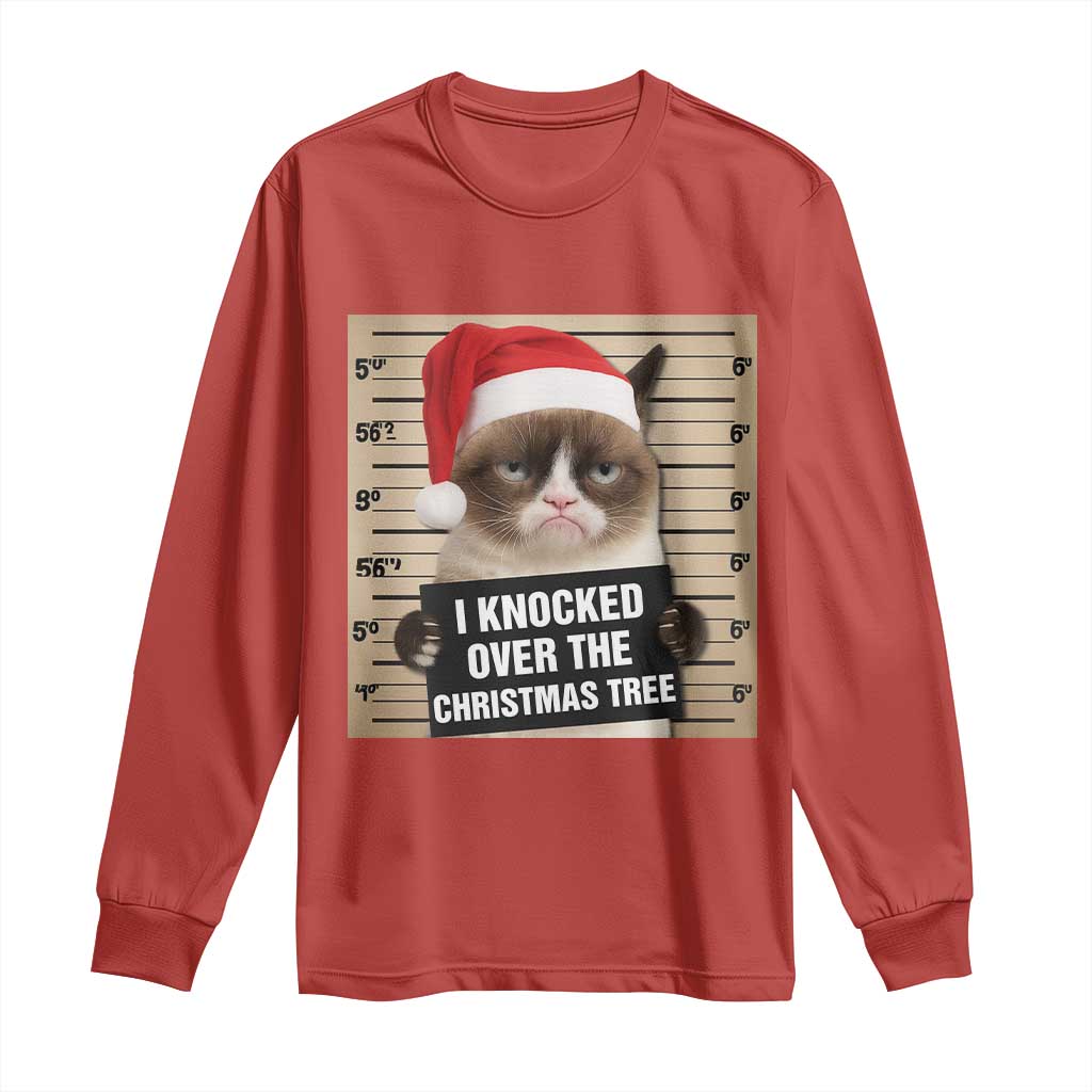 Funny Cat Mugshot Christmas Long Sleeve Shirt I Will Protect You Kitten No Matter What - Wonder Print Shop