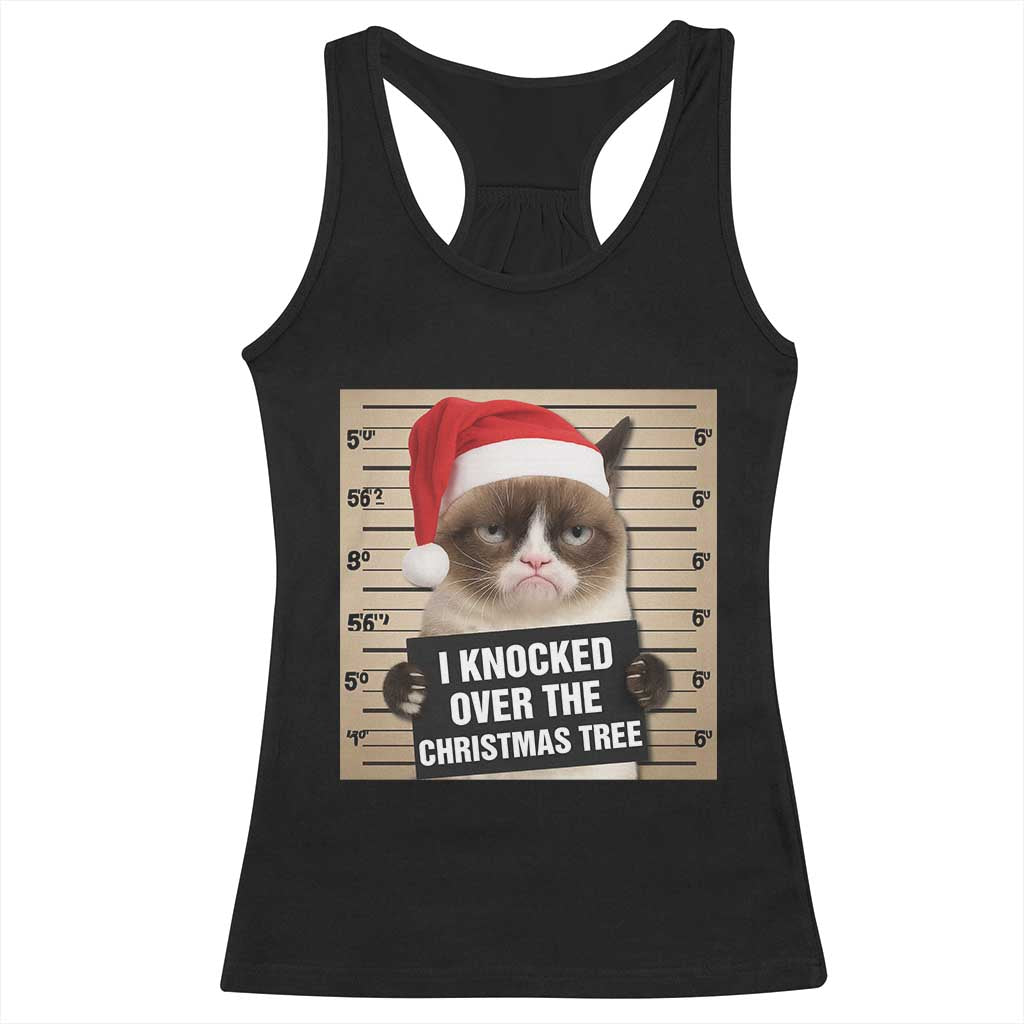 Funny Cat Mugshot Christmas Racerback Tank Top I Will Protect You Kitten No Matter What - Wonder Print Shop