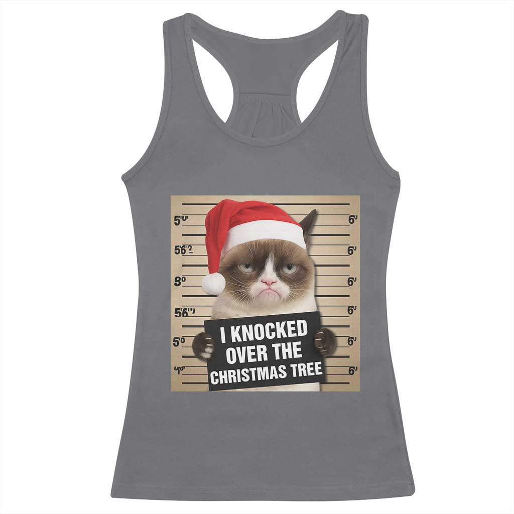 Funny Cat Mugshot Christmas Racerback Tank Top I Will Protect You Kitten No Matter What - Wonder Print Shop