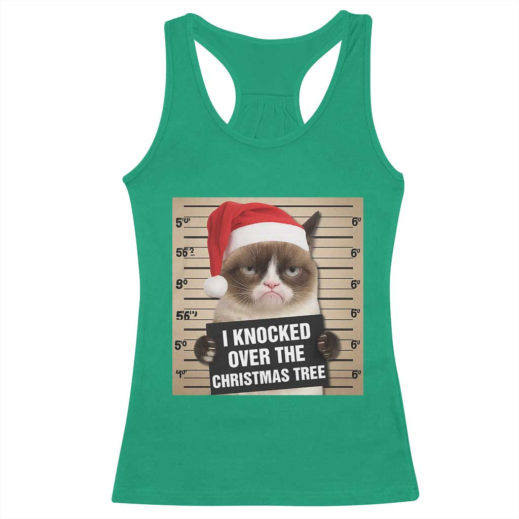 Funny Cat Mugshot Christmas Racerback Tank Top I Will Protect You Kitten No Matter What - Wonder Print Shop