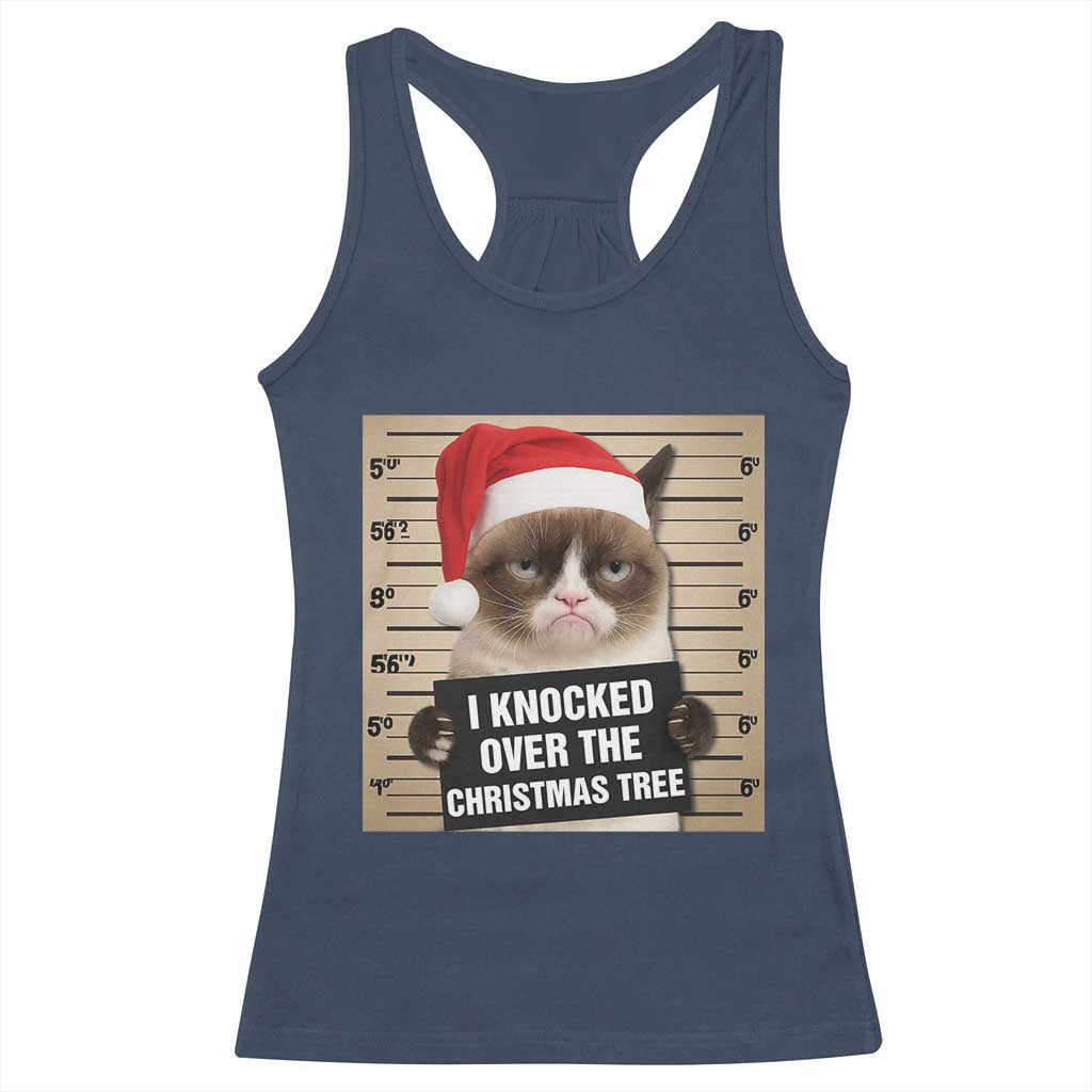 Funny Cat Mugshot Christmas Racerback Tank Top I Will Protect You Kitten No Matter What - Wonder Print Shop