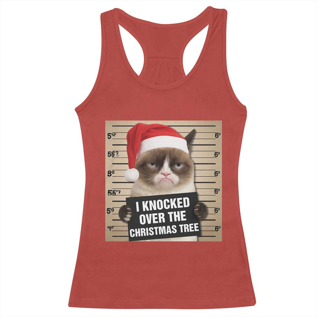 Funny Cat Mugshot Christmas Racerback Tank Top I Will Protect You Kitten No Matter What - Wonder Print Shop