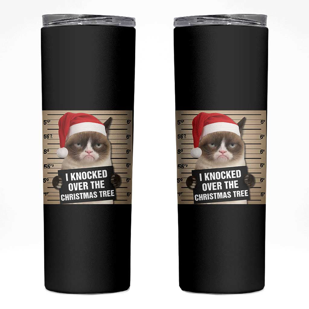 Funny Cat Mugshot Christmas Skinny Tumbler I Will Protect You Kitten No Matter What - Wonder Print Shop