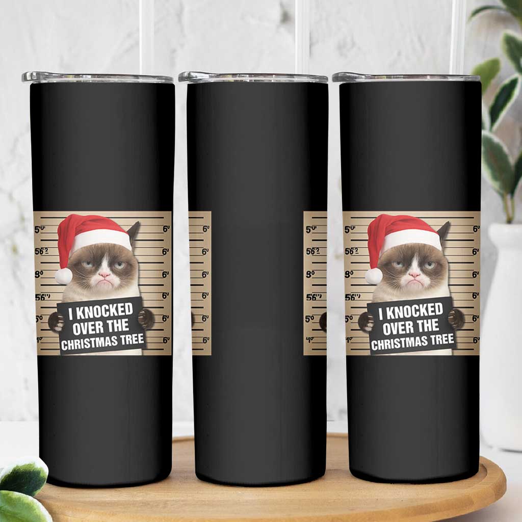 Funny Cat Mugshot Christmas Skinny Tumbler I Will Protect You Kitten No Matter What - Wonder Print Shop