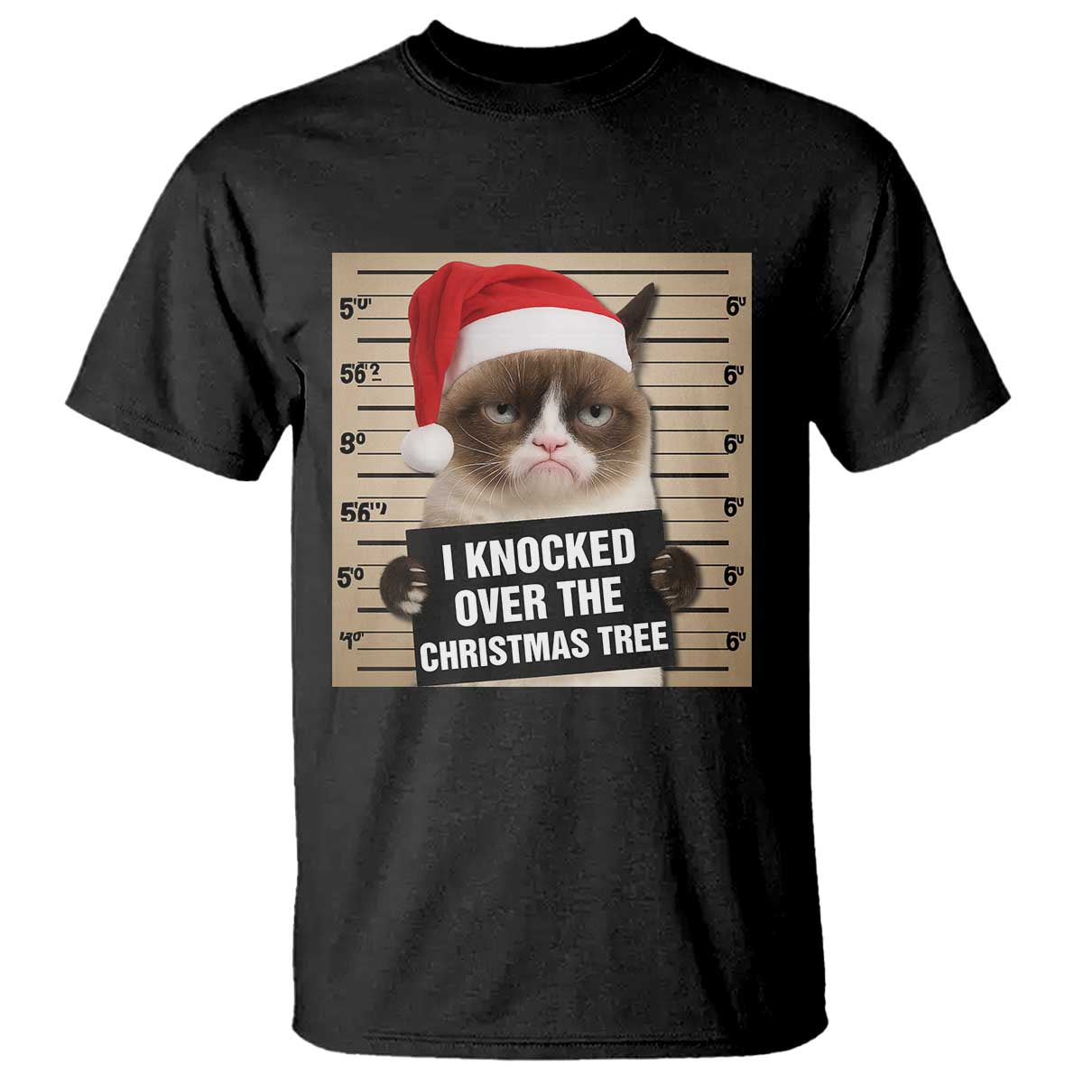 Funny Cat Mugshot Christmas T Shirt I Will Protect You Kitten No Matter What - Wonder Print Shop